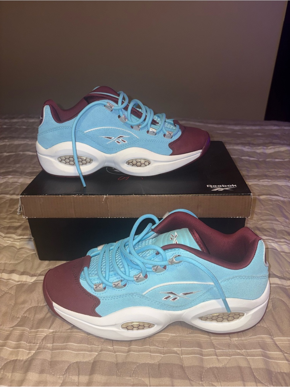 Reebok Men’s Two-Tone Sky Blue & Wine Classic Sneakers